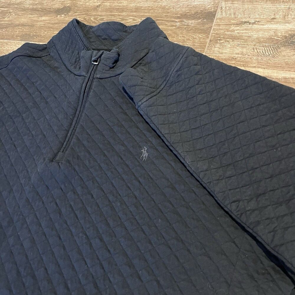 Polo Ralph Lauren Quilted 1/4 Zip Shirt Men’s 3XB Black Jersey Sweatshirt